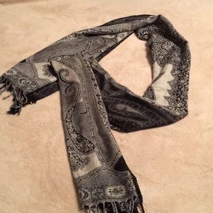 Pashmina scarf, black, grey and cream